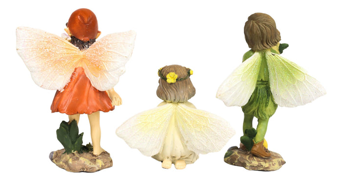 Colorful Gardening Sunflower Girl Fairies Set Of 3 Fairy Garden Mini Figurines