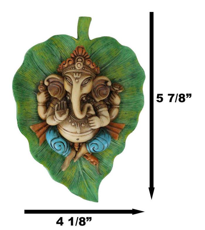 Colorful Lord Ganesha On Peepal Banyan Leaf Vastu Figurine Hindu God Of Success