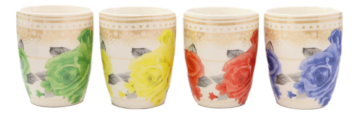 Colorful Petite English Victorian Floral Blossoms Porcelain Tea Coffee Mug Set