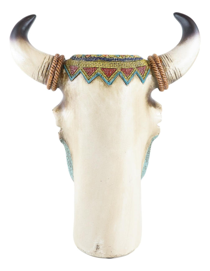 Colorful Southwestern Tribal Aztec Diamond Vectors Cow Skull Vase Planter Decor