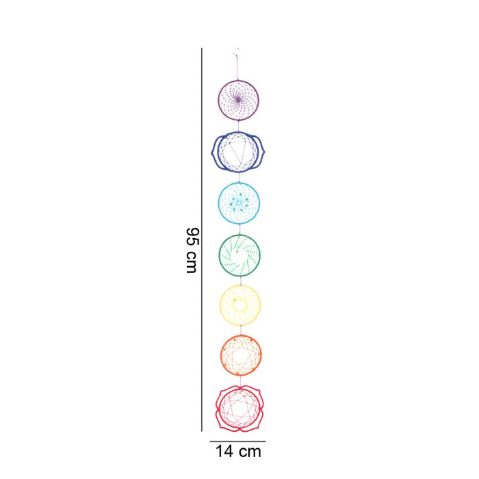Colorful Wiccan 7 Chakra Symbols Zone Colors Dreamcatcher Yoga Wall Decor Mobile