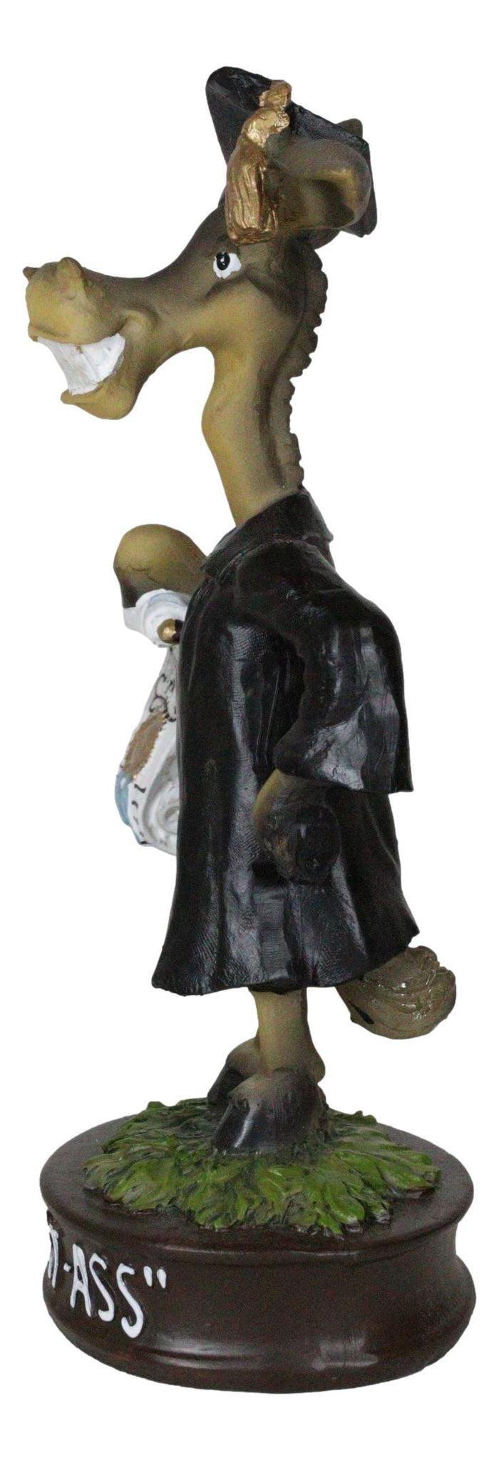 Comical Smart Ass Donkey With Diploma In Graduation Outfit Tassel Hat Figurine