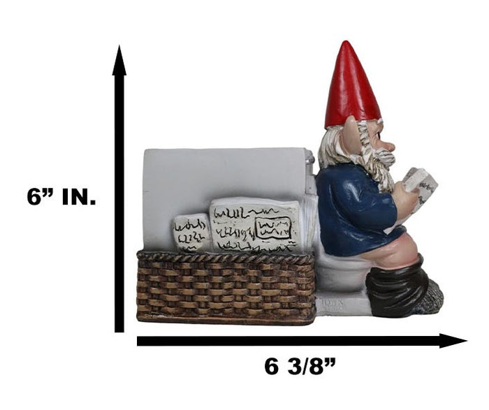 Constipated Mr Gnome With Pants Down By Toilet Bowl Stationery Holder Figurine