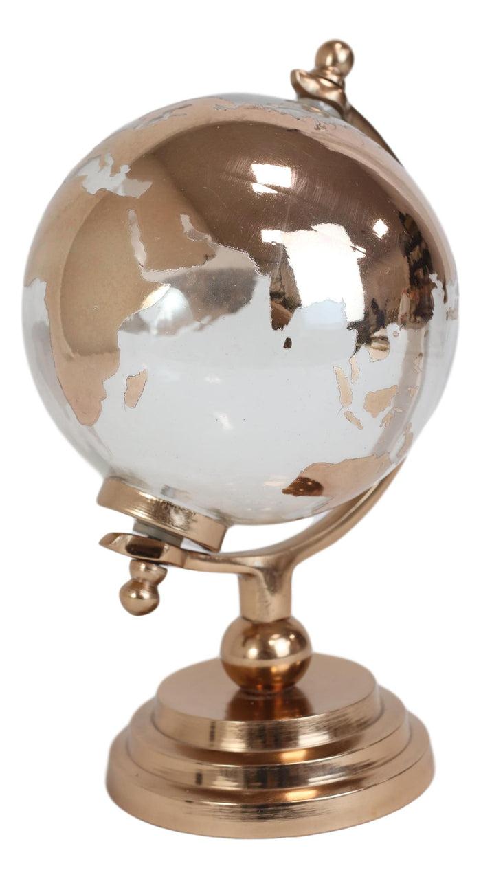Contemporary Decorative Desktop World Atlas Map Shiny Copper Globe With Axis