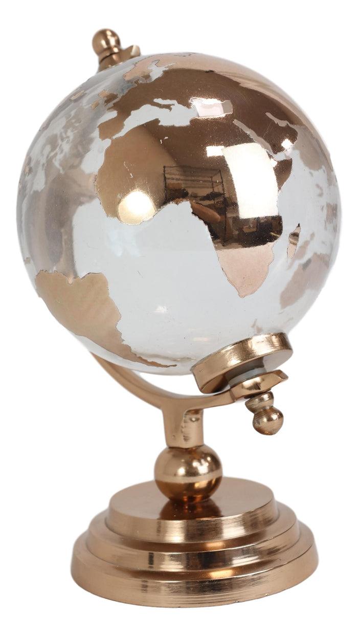Contemporary Decorative Desktop World Atlas Map Shiny Copper Globe With Axis