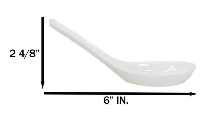Contemporary High Gloss White Melamine Asian Soup Spoons Pack Of 12 Set