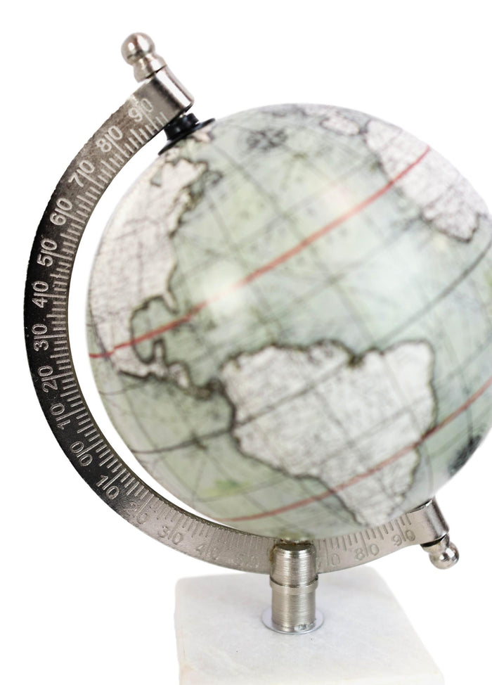 Contemporary Modern Decorative Desktop World Atlas Map Globe With Tilt Axis 13"H