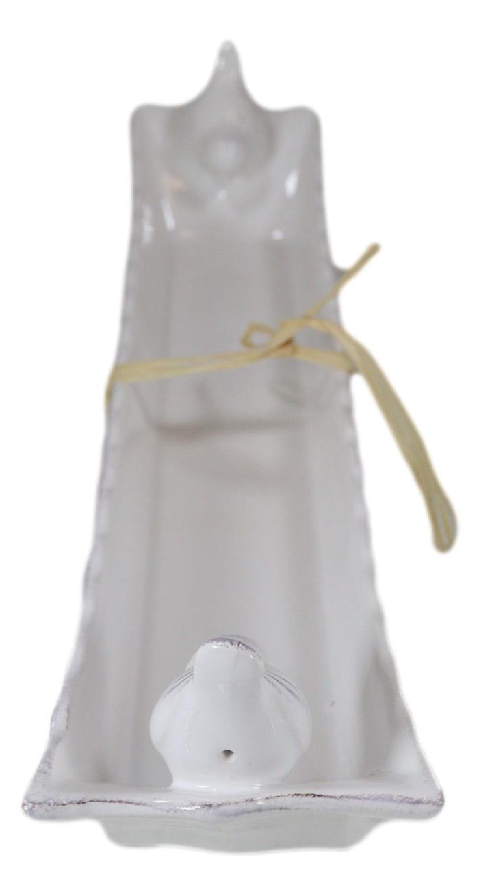 Country French Two Birds White Ceramic Serving Platter Plate Cracker Dish Tray