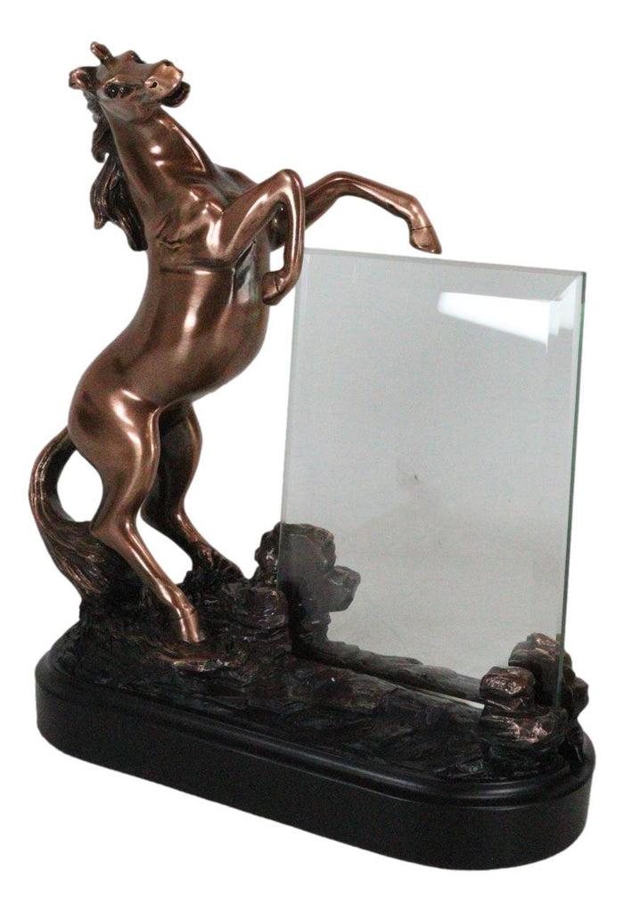 Country Rustic Rearing Horse Equine Beauty Picture Frame 4"X6" Bronzed Figurine