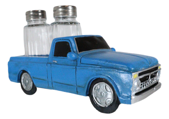 Country Rustic Vintage Blue Highboy Pickup Truck Salt And Pepper Shakers Holder