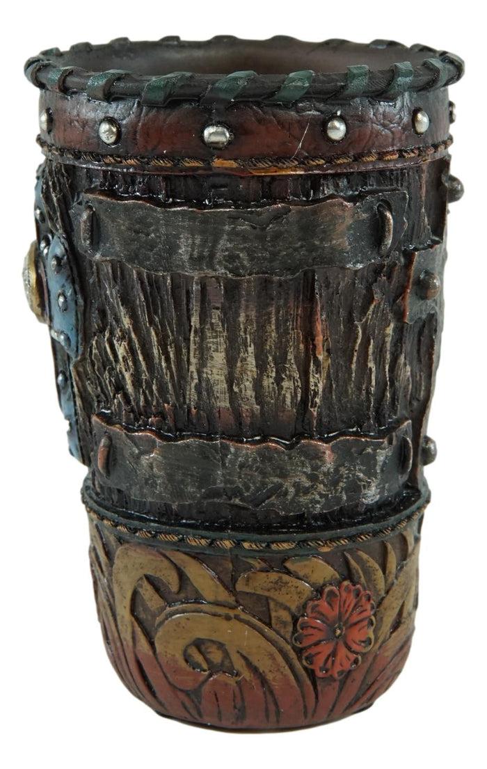 Country Rustic Western Blue Cross W/ Concho Soap Dish Toothbrush Holder Cup Set