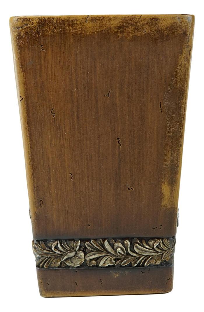 Country Rustic Western Cowboy With Horse Faux Wood Waste Basket Trash Bin