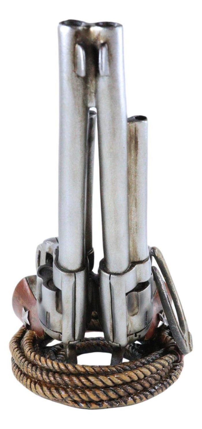Country Western Cowboy Six Shooter Gun Pistols Horseshoe And Ropes Wine Holder