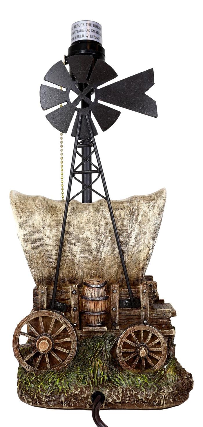 Country Western Rustic Cargo Carriage Wagon Farm Windmill Table Lamp With Shade