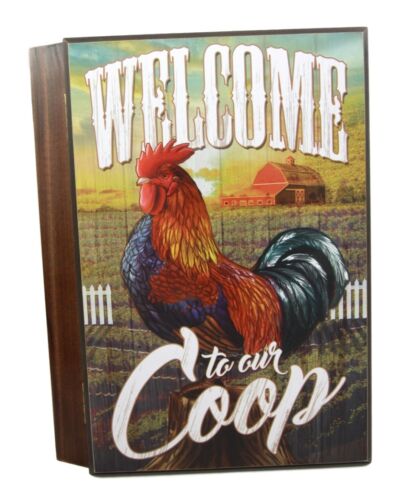 Countryside Hill Farm Rooster Book Shaped Multiple Keys Secret Storage Organizer