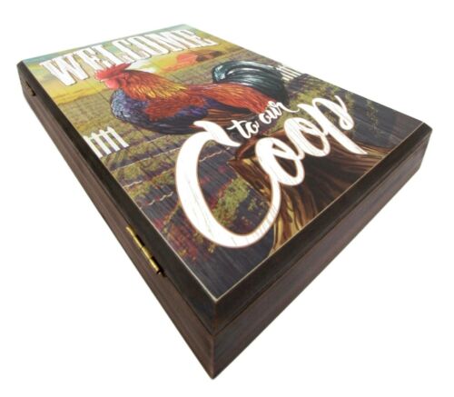 Countryside Hill Farm Rooster Book Shaped Multiple Keys Secret Storage Organizer