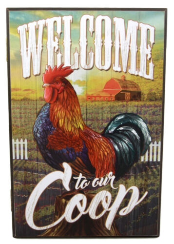 Countryside Hill Farm Rooster Book Shaped Multiple Keys Secret Storage Organizer