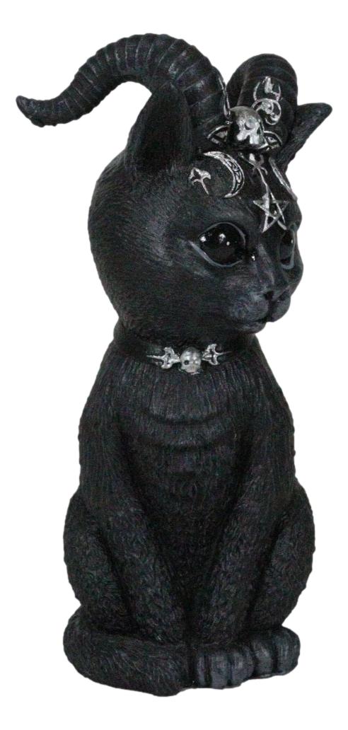 Cultic Fiends Gargoyle Cat Baphomet With Horns Triple Moon Pentagram Figurine
