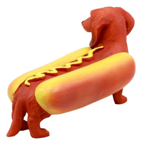 Cute Doxie Collection Hot Dog Wiener Ketchup And Mustard Dachshund Figurine 6"L