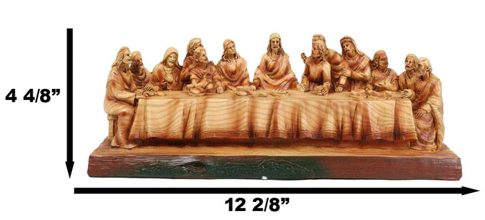 Da Vinci The Last Supper Jesus And Disciples Faux Cedar Wood 12"Long Figurine