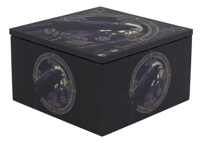 Dark Raven Crow Harbinger Of Doom Mini Jewelry Box With Mirror Raven's Spell