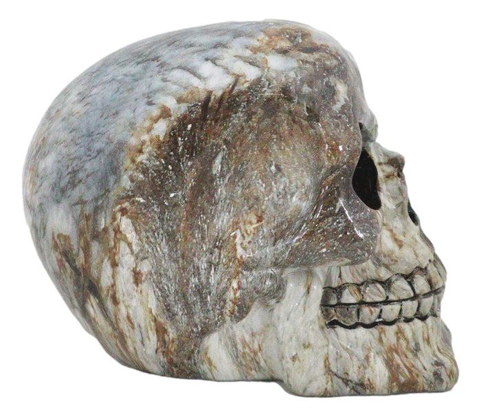 Day Of The Dead Agate Gemstone Volcanic Rock Quartz Skull Ossuary Figurine