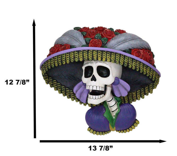 Day Of The Dead Colorful Roses Hat La Calavera Catrina Sugar Skull Wall Decor