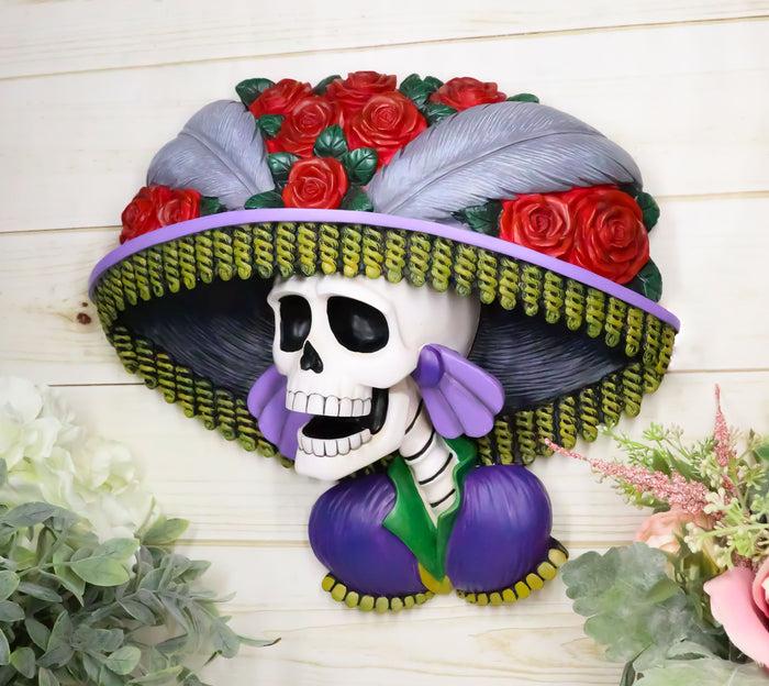 Day of The Dead Colorful Roses Hat La Calavera Catrina Sugar Skull Wall Decor