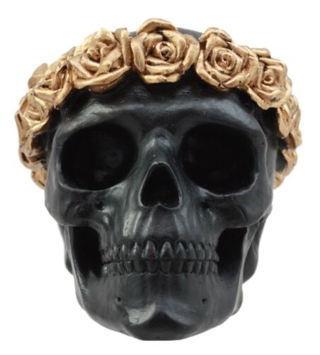 Day Of The Dead Copper Rose Laurel Black Skull Figurine DOD Sugar Skull Decor