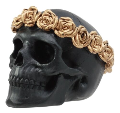 Day Of The Dead Copper Rose Laurel Black Skull Figurine DOD Sugar Skull Decor