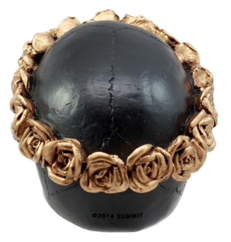 Day Of The Dead Copper Rose Laurel Black Skull Figurine DOD Sugar Skull Decor