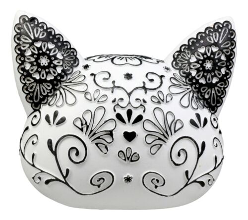 Day Of The Dead DOD Kitty Cat Sugar Skull Bust Figurine 5" L Black White