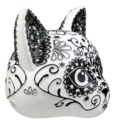 Day Of The Dead DOD Kitty Cat Sugar Skull Bust Figurine 5" L Black White