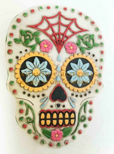 Day Of The Dead DOD White Sugar Skull Jewelry Trinket Box Figurine 5.5" Long