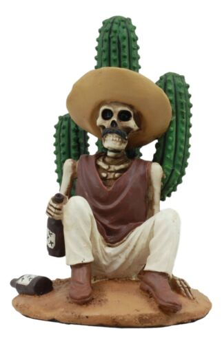 Day Of The Dead El Borracho Drunk Desert Bandit By Cactus Skeleton Statue
