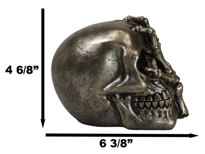 Day Of The Dead Faux Bronze Hand Over Face Gesture Skull Figurine Macabre Humor