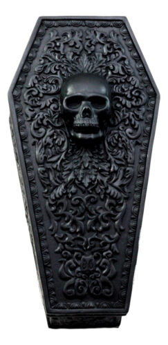 Day Of The Dead Gothic Baroque Floral Skull Coffin Jewelry Box Figurine DOD