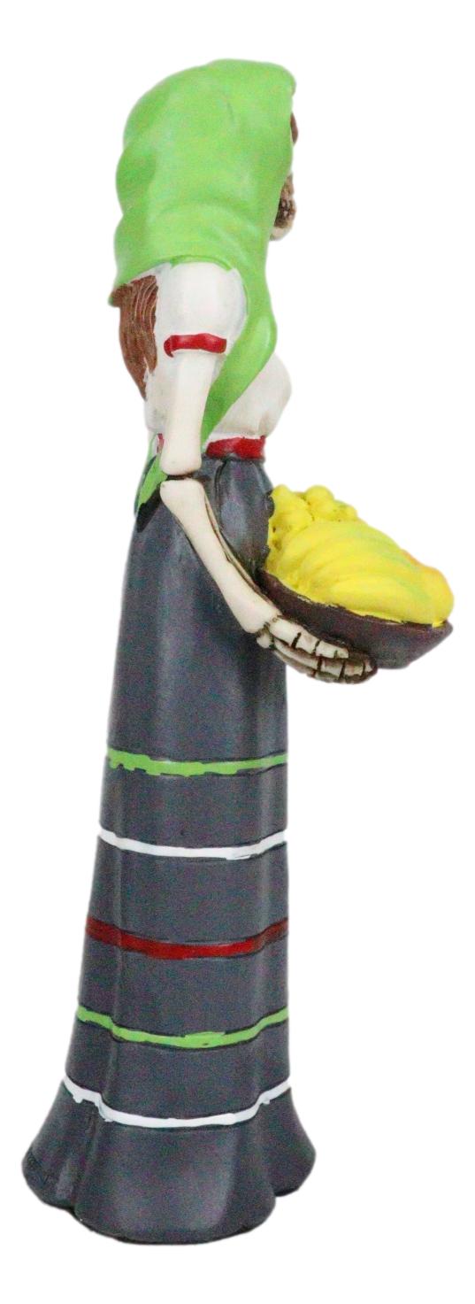 Day Of The Dead Gothic Lady Skeleton Carrying Fruit Platter Tray Figurine 6"H