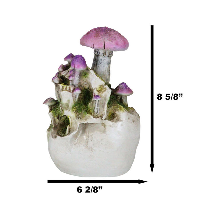 Day Of The Dead Gothic Macabre Skull With Purple Fungi Mushrooms Figurine