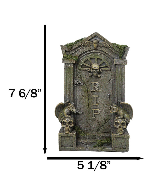 Day Of The Dead Gothic Skulls Night Bat And Gargoyles RIP Tombstone Figurine