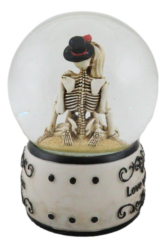 Day Of The Dead Love Never Dies French Kissing Skeletons At Beach Water Globe