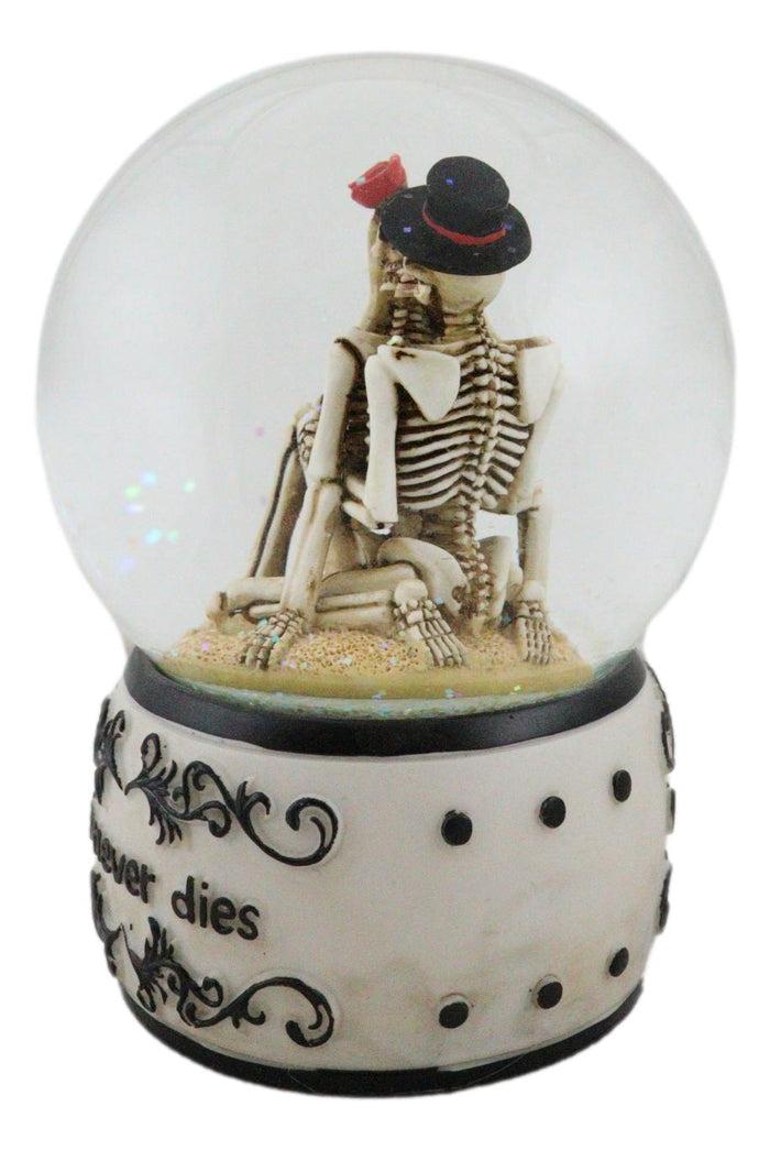 Day Of The Dead Love Never Dies French Kissing Skeletons At Beach Water Globe