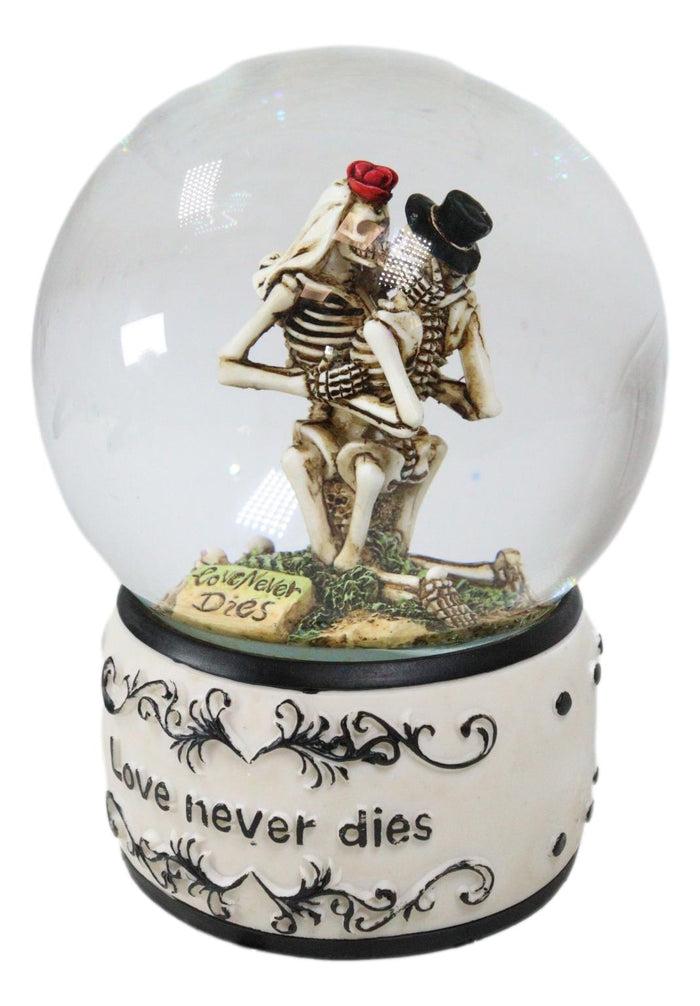 Day Of The Dead Love Never Dies Kissing Bride And Groom Skeletons Water Globe