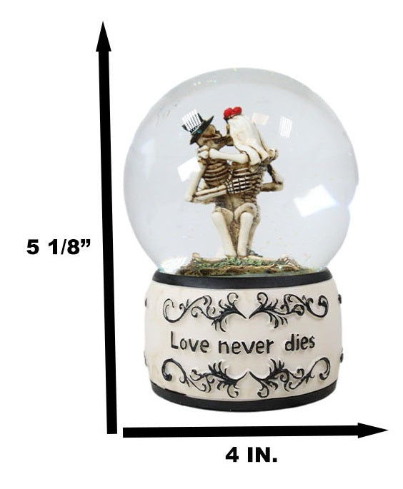 Day Of The Dead Love Never Dies Kissing Bride And Groom Skeletons Water Globe