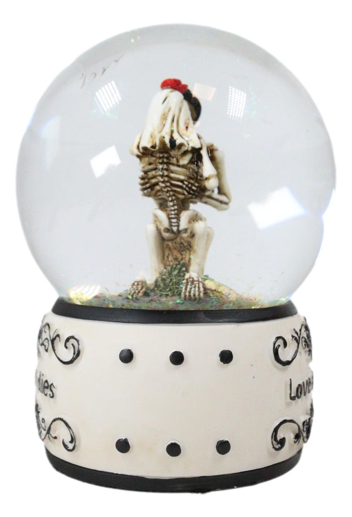 Day Of The Dead Love Never Dies Kissing Bride And Groom Skeletons Water Globe