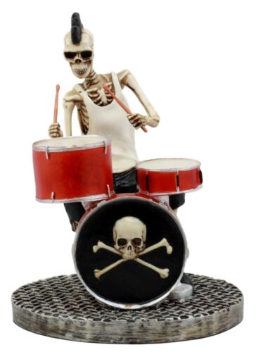 Day Of The Dead Punk Skeleton Rock Drummer Figurine 6.75"H Halloween Musician