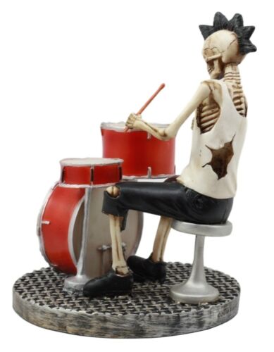 Day Of The Dead Punk Skeleton Rock Drummer Figurine 6.75"H Halloween Musician