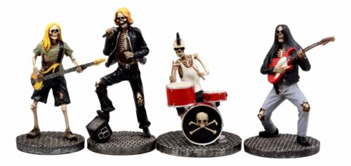 Day Of The Dead Rock Band Skeleton Hell Concert Entertainers Figurine Set Of 4