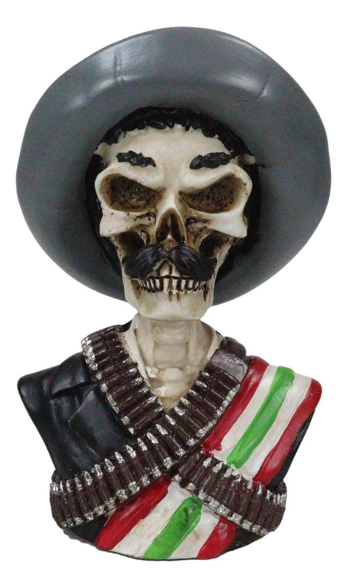 Day Of The Dead Skeleton Emiliano Zapata Salazar Patriotic Bust Figurine Skull