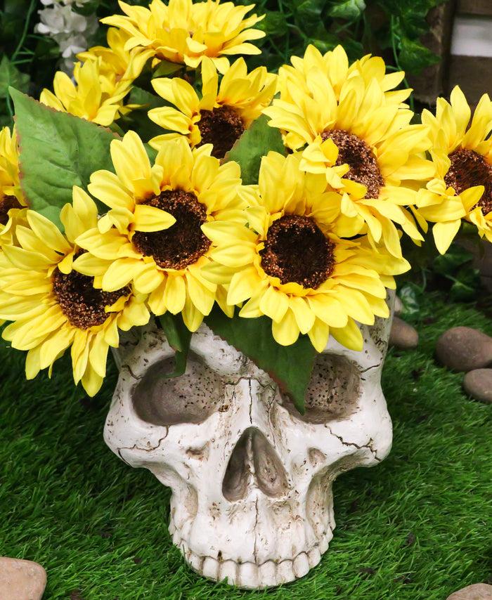 Day Of The Dead Skeleton Half Skull Bowl Treat Planter Holder Vase Figurine
